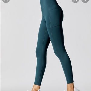 Carbon38 Teal Cloud compression High rise full length pants w/ pockets S